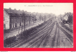 F-62-Saint Pol-06A75  La Rue Wathieumetz, La Ligne De Chemin De Fer, Cpa  - Saint Pol Sur Ternoise