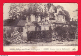 F-60-Senlis-06P19 Les Maisons Incendiées Par Les Allemands, Pub Berger, Pirelli, Cpa (état) - Senlis