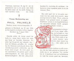 DP Student Wetenschappen - Paul Pauwels 18j. ° Etterbeek 1946 † Sint-Agatha-Berchem 1965 - Andachtsbilder