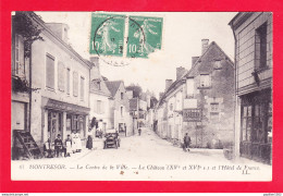 F-37-Montresor-02A75  Le Centre De La Ville, Le Château Et L'hôtel De France, Café, Cpa BE - Montrésor