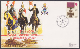 GB Great Britain 1991 Private FDC Royal Tournament, Earls Court, Horse Cavalry, Horses, Military, Tank, First Day Cover - Brieven En Documenten