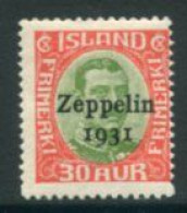 ICELAND 1931 Zeppelin Overprint On 30 A. MNH / ** Michel 147 - Unused Stamps