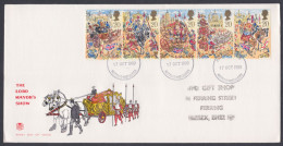 GB Great Britain 1989 Private FDC The Lord Mayor's Show, Horse, Carriage, Horses, Royal, Royalty, First Day Cover - Covers & Documents
