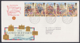GB Great Britain 1989 Private Carried FDC The Lord Mayor's Show, Horse, Carriage, Horses, Cat, Royal Mail Coach, Cover - Briefe U. Dokumente