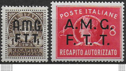 1947 Trieste A Recapito Autorizzato 2v. MNH Sassone N. 1/2 - Ohne Zuordnung
