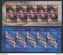 2012 EUROPA CEPT, Lettonia, 2 Minifogli Di 10 Serie, Turismo, MNH** - Andere & Zonder Classificatie