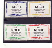 4 Dutch Matchbox Labels, Kruisland - North Brabant, Café Koch, Holland, Netherlands - Boites D'allumettes - Etiquettes