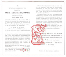 DP Maria Catharina Hermans ° Londerzeel 1885 † Mechelen 1967 X Philip Van Aken // Van Steen Peeters - Andachtsbilder