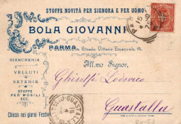 Regno D'Italia (1900) - Ditta Bola Giovanni - Cartolina Da Parma Per Guastalla - Marcofilie