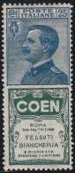119 - Italia Regno - Pubblicitari 1924/25 - 25 C. Coen N. 5. Cert. Todisco. Cat. € 1250,00. .MNH - Publicity