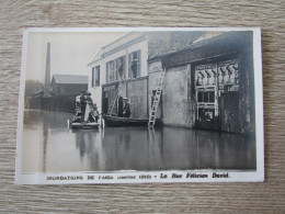 CPA PHOTO 75 PARIS CRUE DE LA SEINE  JANVIER 1910 RUE FELICIEN DAVID  ANIMEE ECHELLES - Inondations De 1910