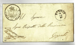 SP1026B) BURGIO CASTELTERMINI AGRIGENTO  PREFILATELICA 1865   VITTORIO EMANUELE   STORIA POSTALE - Poststempel