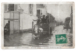 CPA 75  PARIS INONDE    Janvier 1910   La Rue Félicien David    Circulé 1910    ( 2011) - Inondations De 1910
