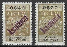 Revenue/ Fiscal, Portugal 1946 - ASSISTÊNCIA S/ Estampilha Fiscal -|- 0$20 + 0$40 - MNH - Neufs