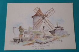 CAP CORSE - Ancien Moulin à Vent - Aquarelle Originale De Robert LEPINE ( 20 - 2B Haute Corse ) - Sonstige & Ohne Zuordnung