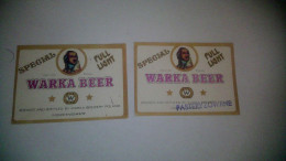 Pologne Lot  Etiquette De Bière X2 Différentes Warka Beer Brasserie Waeka Brewery - Bier