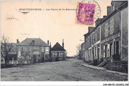 CAR-ABDP5-36-0485 - MONTCHEVRIER - LA PLACE ET LE MONUMENT - HOTEL DES VOYAGEURS POIRIER - Autres & Non Classés