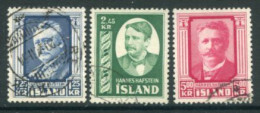 ICELAND 1954 Hafstein Anniversary Set Used.  Michel 293-95 - Used Stamps