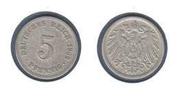 Allemagne  5 Pfennig 1909 A, Type Ll, KM# 11, Deutsches Reich, - 5 Pfennig