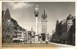 71603720 Straubing Theresienplatz Dreifaltigkeitssaeule Stadtturm Straubing - Straubing