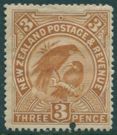 New Zealand 1899 SG261 3d Yellow-brown Huia Punch Hole At Bottom MH - Other & Unclassified