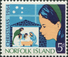 Norfolk Island 1964 SG57 5d Christmas Nativity MLH - Norfolk Island