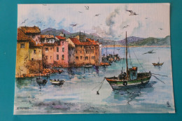 LA MARINE DE St FLORENT - CORSE - Aquarelle Originale De Robert LEPINE ( 20 - 2B Haute Corse ) - Calvi
