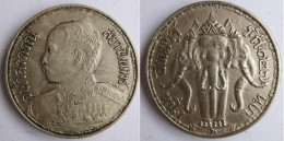 Thailande Médaille En Metal Argentée Rama V . Eléphants 1908, Par Patey - Sonstige & Ohne Zuordnung