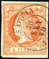 Lugo - Edi O 52 - 4 C.- Mat Fech. Tp. II "Sarria" - Used Stamps