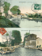 11 - Castelnaudary - Lot De 2 Cartes - Ecluses Vues D'aval Et Vues D'amont - Péniche " Jeanne" Chargée De Barriques - Castelnaudary