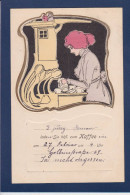 CPA Art Nouveau Gaufrée Embossed Femme Girl Woman Circulée - Autres & Non Classés