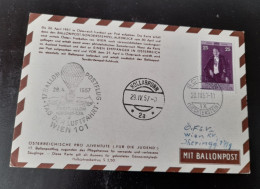Liechtenstein 1957 Carte Par Ballon En Autriche Avec Timbre Michel 350 - Lettres & Documents