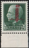 133 Repubblica Sociale 1944 - 25 C. Verde Con Bordo Di Foglio Inferiore Soprastampato Fascetto N. 490. Cert. Caffaz. Cat - Mint/hinged