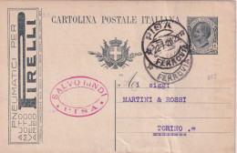 1919 TALIA Intero Postale   Con Pubblicità PNEUMATICI PIRELLI - Helicopters