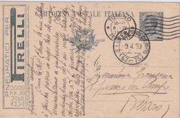 1919 TALIA Intero Postale   Con Pubblicità PNEUMATICI PIRELLI - Hubschrauber