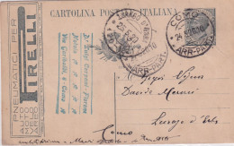 1919 TALIA Intero Postale   Con Pubblicità PNEUMATICI PIRELLI - Hélicoptères