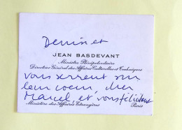 CDV Autographe Jean BASDEVANT (1912-1992) DIPLOMATE - AMBASSADEUR ALGERIE - Politiques & Militaires