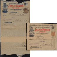 Autriche 1906 Et 1907. 2 Entiers Postaux Publicitaires. Bande-journal.  Argent Autrichien, Acier, Faucille, épis De Blé - Agriculture