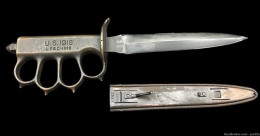 WW1 US 1918 LF&C Coltello Da Trincea In Ottone Con Articolazione Pre-WW2 Combattimento Con Pugnale Della Seconda Guerra - Knives/Swords