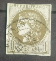 BORDEAUX N°39 B 1c Olive Oblitéré CàD RENNES - 1870 Bordeaux Printing