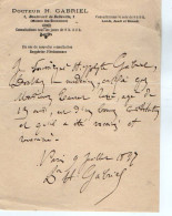 VP23.155 - 1897 - Certificat - Docteur H. GABRIEL à PARIS 1, Boulevard De Belleville ( Maison Des Economes ) - Sammlungen