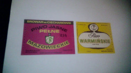 Pologne Lot  Etiquette De Bière  X2 Différentes Piwo Jasne Mazowieckie 12,5% & Piwo Warmiñskie Brasserie  Piwo - Bier