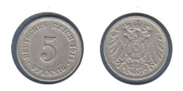 Allemagne  5 Pfennig 1911 G, Type Ll, KM# 11, Deutsches Reich, - 5 Pfennig