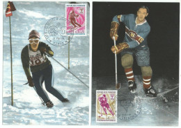 Lot De 5 CPM Sports D’hiver, Avec Cachet Et Timbre Des Jeux Olympiques D’Hiver De Grenoble De 1968. - Sports D'hiver