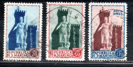 REPUBBLICA DI SAN MARINO 1954 STATUA DELLA LIBERTA' LIBERTY STATUE SERIE COMPLETA COMPLETE SET USATA USED OBLITERE' - Used Stamps