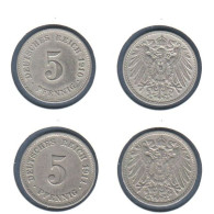 Allemagne  5 Pfennig 1910 G + 1911 G, Type Ll, KM# 11, Deutsches Reich, - 5 Pfennig