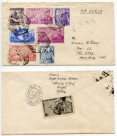 Spain 1950 Registered Airmail Cover; Burgos To The Glen, New York; St. John Of God, Franco, UPU & Autogiro Stamps - Brieven En Documenten