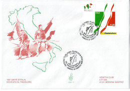 ITALIA 2011 FDC VENETIA CLUB BUSTONE N. 1629 150° UNITA' D'ITALIA DEDICATO AL TRICOLORE - FDC