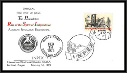 66138 Inpex Station Pamphleteer Portland Bicentennial American Revolution 18/2/1973 USA Espace Space Lettre Cover - United States