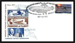 66124 Pioneers Of Flight Lindbergh Viking Zeppelin 16/9/1977 Chicago USA Espace Space Lettre Cover - United States